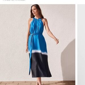 Petite Striped Midi Halter Pocket Dress